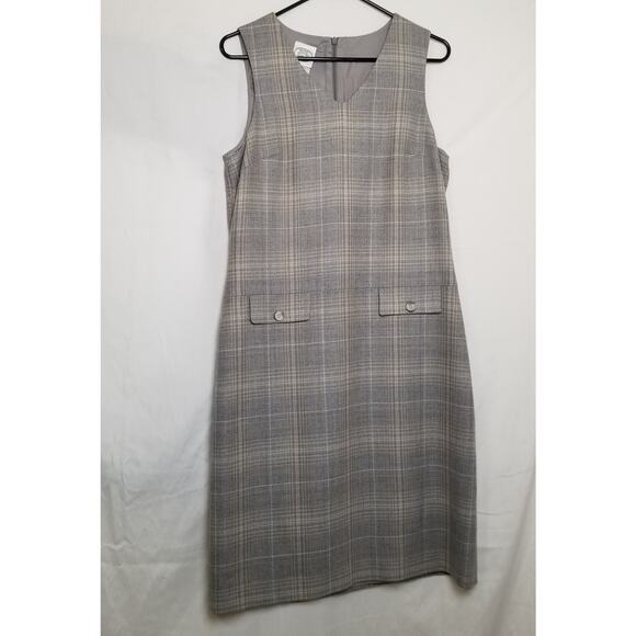 Laura Ashley Wool Tweed Tartan Plaid Lambswool Sheath Tank Dress Sz 10 USA - VTG - Picture 1 of 7